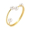 Rack Plating Brass & Round ABS Plastic Imitation Pearl Bangles, Long-Lasting Plated, Lead Free & Cadmium Free, Real 18K Gold Plated, Inner Diameter: 2-1/2 inch(6.3cm)