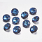 Faceted Glass Rhinestone Charms, Imitation Austrian Crystal, Flat Round, Bermuda Blue, 12x6mm, Hole: 1.5mm