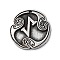 Rune Letters Alloy Pendants, Round, Antique Silver, 25x3mm, Hole: 1.6mm