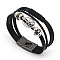 Leather Multi-strand Bracelets, Tree of Life Alloy Link Bracelet, Black, 8-5/8 inch(22cm)