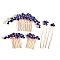 Alloy Hair Combs & Hair Forks Set, Hair Accessories for Women, Flower, Golden, Hair Combs: 40~50x50~80mm, 3pcs