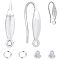 CREATCABIN 3 Pairs 925 Sterling Silver Earring Hooks, Ear Wire, with 10Pcs Brass Jump Rings & 10Pcs Plastic Ear Nuts & S925 Stamp, Silver, 20 Gauge, 15.5~16.5x9x3.3mm, Hole: 1.2mm, Pin: 0.8mm