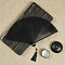 Chinese Style Wood Folding Fan with Tassel, for Party Wedding Dancing Decoration, Black, 210mm