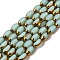 Electroplate Glass Beads Strands, Opaque Solid Color, Half Golden Plated, Faceted, Oval, Honeydew, 7x4.5x3.5mm, Hole: 0.8mm, about 49~51pcs/strand, 12.99''~13.90''(33~35.3cm)