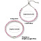 2Pcs 2 Style Cubic Zirconia Chain Bracelet Set, Adjustable Brass Slider Couple Bracelets, Pink, 