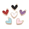 Rack Plating Alloy Enamel Charms, Heart Charm, Golden, Mixed Color, 14.5x13x2mm, Hole: 1.6mm