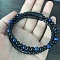 Natural Lava Rock  Beaded Bracelets, Imitation Leather Cord Bracelets for Women Men, with Alloy Clasps, Round, 8-1/4 inch(21cm)