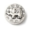 Tibetan Style Alloy Beads, Flat Round with Elephant, Antique Silver, 19x20x8mm, Hole: 3mm