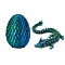 Plastic 3D Printed Dragon & Egg Toy, Teal, 130mm