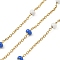 304 Stainless Steel Enamel Link Chains, Soldered, with Spool, Flat Round, Royal Blue, 2x1.5x0.5mm