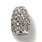 Brass Micro Pave Cubic Zirconia Beads, Oval, Platinum, 7x5mm, Hole: 1.2mm