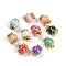 Brass Beads, with Rhinestone & Resin, Golden, Mixed Color, 14.5x13.5mm, Hole: 3.5mm