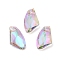 Electroplated Glass Pendants, Back Plated, Faceted, Polygon, Thistle, 19x11x5mm, Hole: 1.2mm