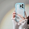 Wave Frame Clear Case TPU Plastic Mobile Phone Cover, Cyan, 16.1x7.85x0.8cm, Fit for iphone 14 Plus