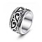 316 Titanium Steel Finger Ring with Enamel for Men, Leaf, US Size 9(18.9mm)