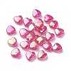 Deep Pink AB color Plated Acrylic Heart Beads X-PL539-809-2