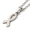201 Stainless Steel Ribbon Knot Pendant Necklace with Cable Chains NJEW-Q317-24P-2