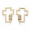 Brass Micro Pave Clear Cubic Zirconia Screw Carabiner Lock Charms KK-S360-022-NF-2