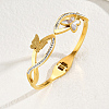 Butterfly Natural Shell with Cubic Zirconia Cuff Bangles JJ4773-1-1