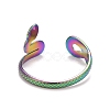 Ion Plating(IP) Rainbow Color 304 Stainless Steel Snake Wrap Open Cuff Ring for Women RJEW-C025-18M-3