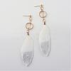 Fashion Plated Feather Dangle Stud Earrings EJEW-R140-30D-1