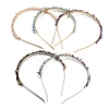 Brass Wire Wrapped Natural Gemstone Chip Hair Bands AJEW-Z010-04-1