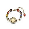 Tibetan Style Alloy Mixed Stone Watch Bracelets BJEW-JB01754-2