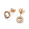 Brass Micro Pave Cubic Zirconia Stud Earrings EJEW-F198-12G-1