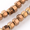Faceted Polygon Electroplate Non-magnetic Synthetic Hematite Bead Strands G-L426-02F-1