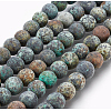 Frosted Natural African Turquoise(Jasper) Round Beads Strands X-G-D746-8mm-3