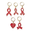 AIDS Awareness Ribbon Alloy Enamel Pendant Locking Stitch Markers HJEW-JM01418-1
