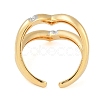 Double Layer Brass Micro Pave Clear Cubic Zirconia Open Cuff Ring for Women RJEW-Q819-22G-3