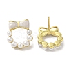 Bowknot Brass Stud Earrings EJEW-R162-06G-3