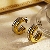 Elegant Stainless Steel Double Layer C-shaped Half Hoop Stud Earrings for Women YC0803-3-1