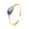 Evil Eye Golden Enamel Cuff Rings for Girl Women KK-G404-15-4