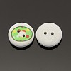 2-Hole Flat Round Number Printed Wooden Sewing Buttons BUTT-M002-13mm-0-2