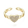 Brass Micro Pave Clear Cubic Zirconia Cuff Rings RJEW-S044-094-NF-3