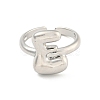 Brass Letter Open Cuff Rings for Women RJEW-G313-01E-P-2