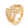 Brass Micro Pave Clear Cubic Zirconia Finger Rings RJEW-E168-04G-1
