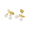 304 Stainless Steel Shell Pearl Bowknot Stud Earrings for Women EJEW-U020-28G-2