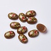 Printed Flower Picture Resin Cabochons GGLA-K001-13x18mm-06-1