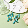 Synthetic Turquoise Chips Cluster Earrings EJEW-JE05837-2