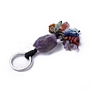 Natural Amethyst Nugget with Mixed Gemstone Chips Tassel Keychains KEYC-P012-02P-04-3