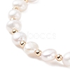 Natural Pearl Beaded Bracelet with Word Good Luck Brass Charm for Women BJEW-JB08165-02-4