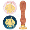 Brass Wax Seal Stamp with Rosewood Handle AJEW-WH0412-0021-1