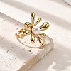 Flower 304 Stainless Steel Cuff Rings for Women STAS-Z112-19G-3