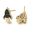 Rack Plating Brass Micro Pave Cubic Zirconia Stud Earring EJEW-C101-05G-2