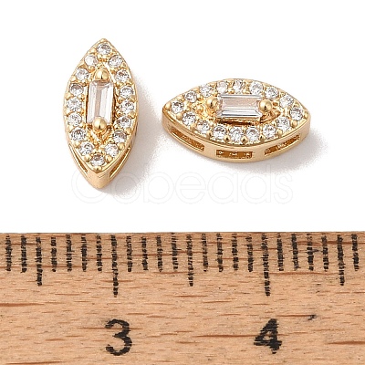 Brass Micro Pave Clear Cubic Zirconia Beads KK-G503-23G-1