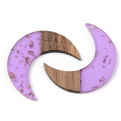 Transparent Resin & Walnut Wood Pendants RESI-S389-056A-B01-1