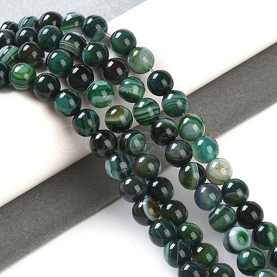 Natural Striped Agate/Banded Agate Beads Strands G-Z060-A01-A19-1